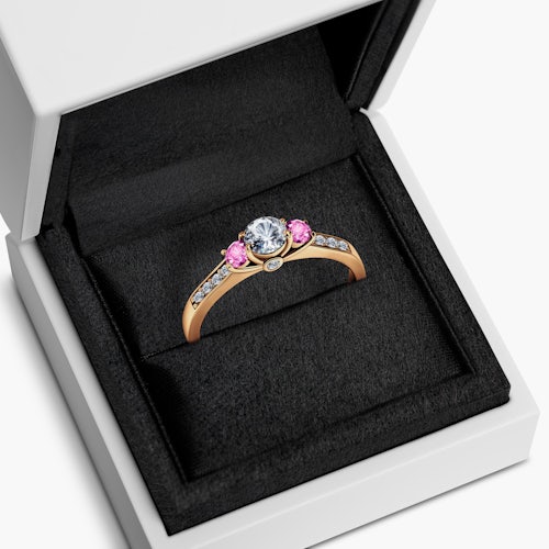 Pierścionek zaręczynowy Dream: złoty, biały szafir